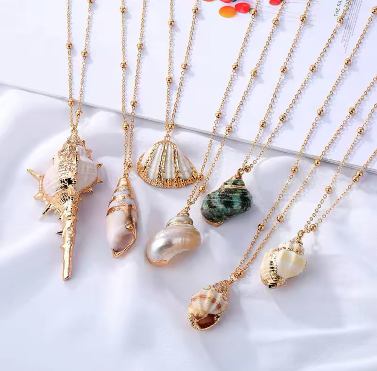 Gold Foil Mermaid Shell Necklace